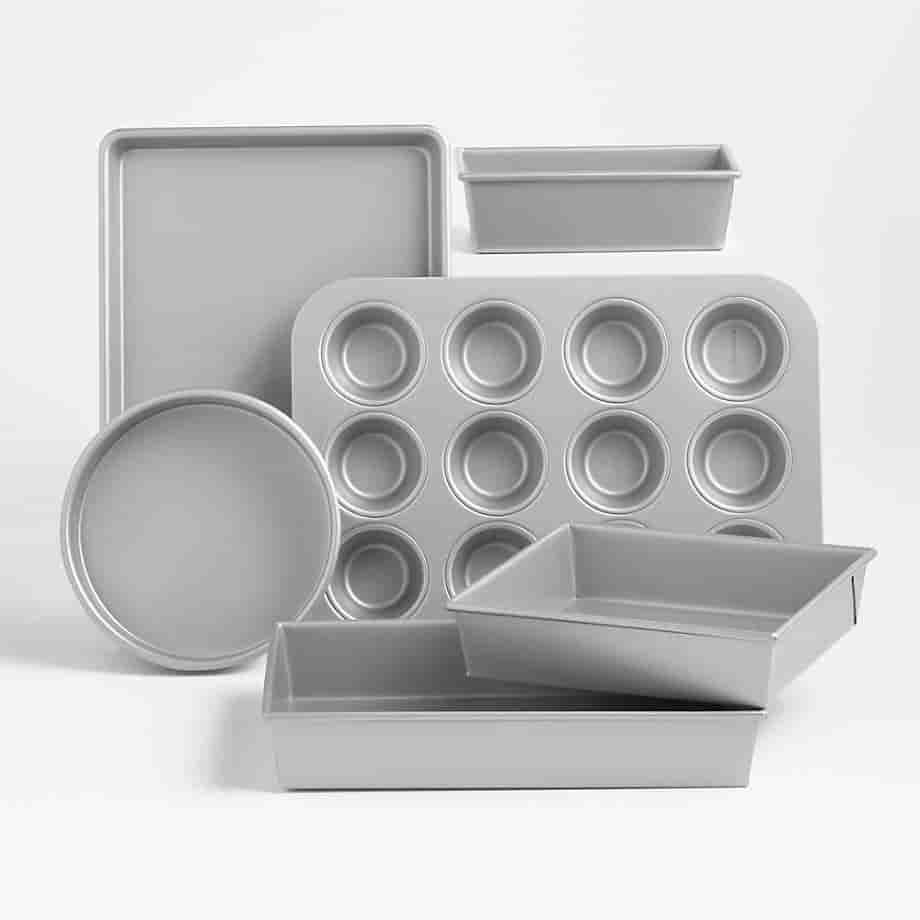 Kitchen bross Home 6-Piece Silver Non-Stick Bakeware Set