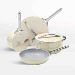Kitchen bross Home 4-Piece Cream Ceramic Non-Stick Cookware Set