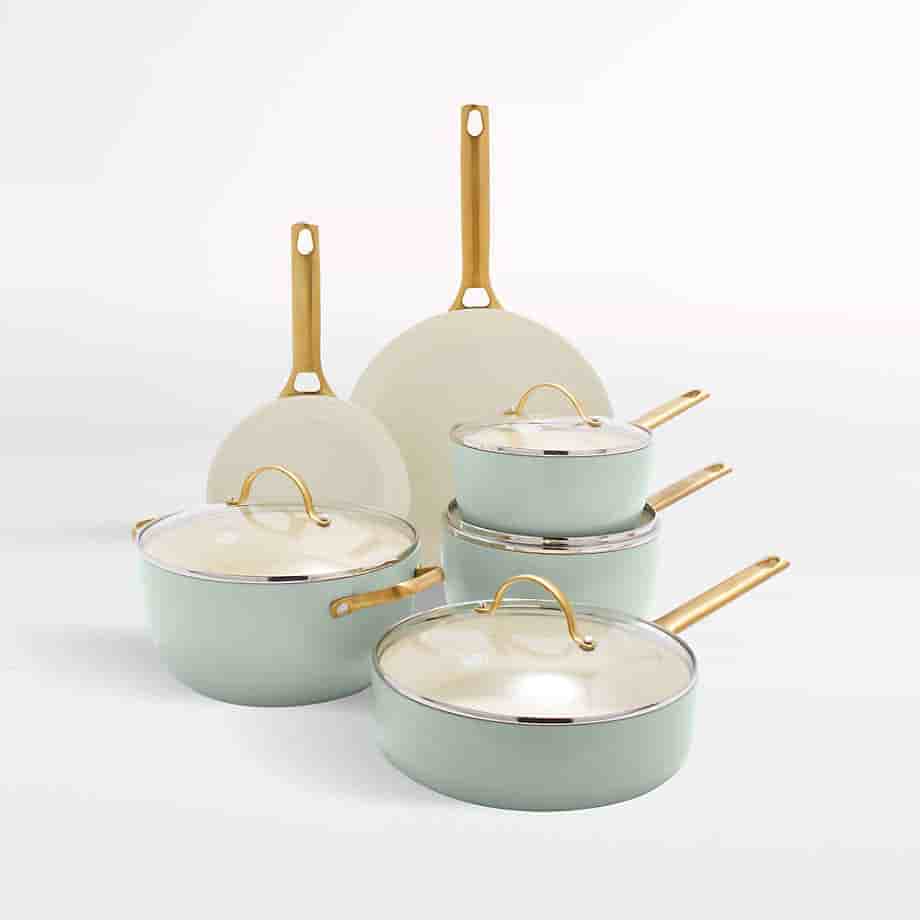 Kitchen bross Home 7-Piece Silt Green Non-Stick Ceramic Cookware
