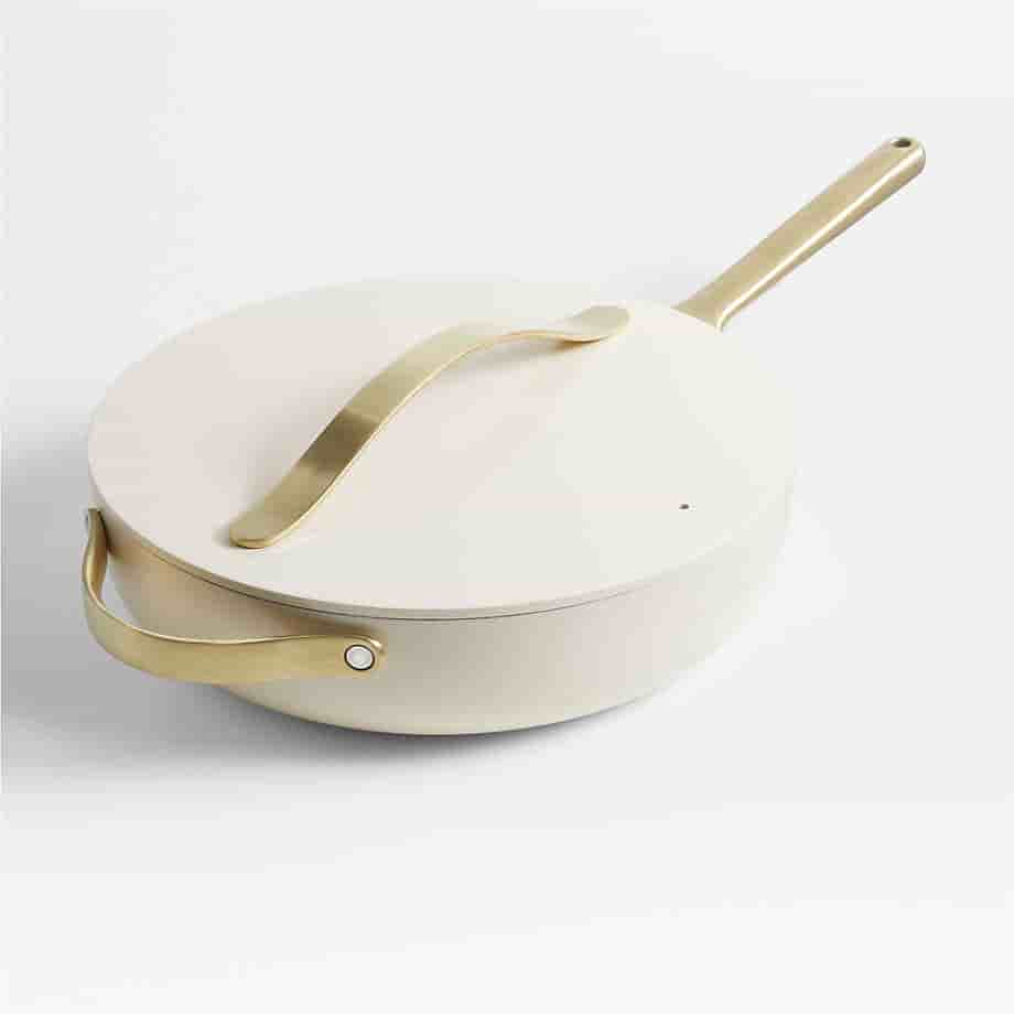 Kitchen bross Home Cream Super Non-Stick Ceramic Saute Pan