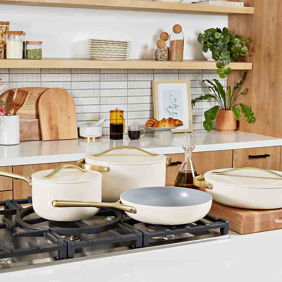 Kitchen bross Home Cream Supper Non-Stick Ceramic Fry Pan