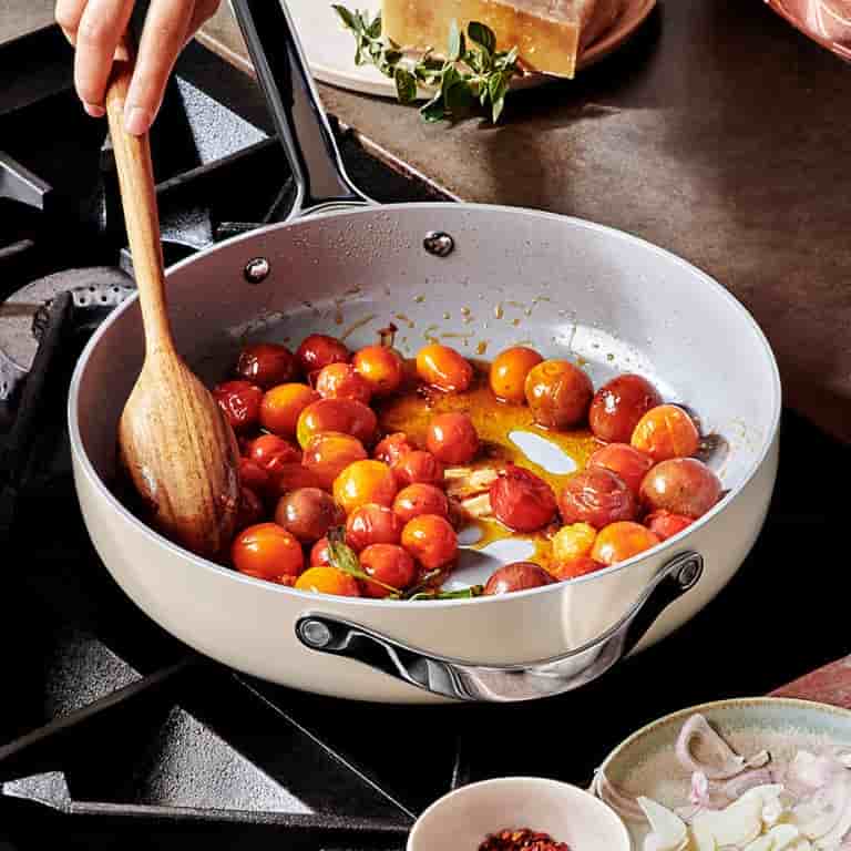 Kitchen bross Home 4-Piece Cream Ceramic Non-Stick Cookware Set